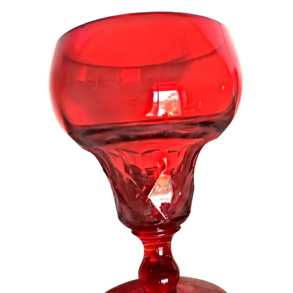 Set 6 Vintage 1930s Fenton Georgian Ruby Red Water Goblets 5.5